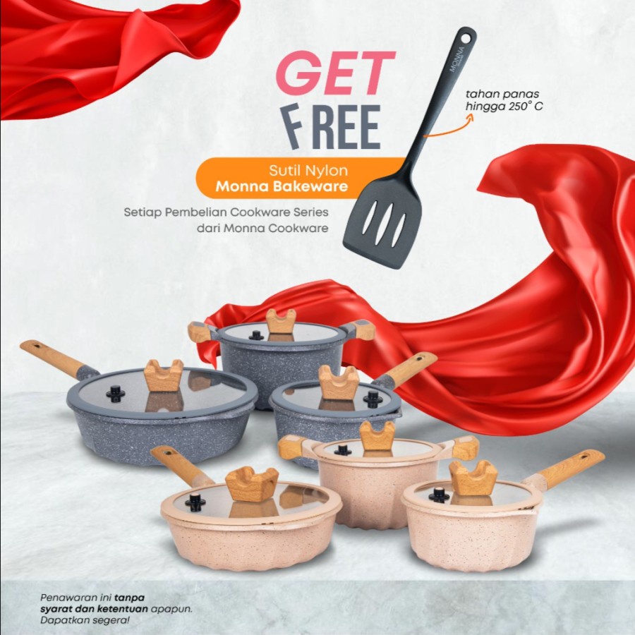 Monna Panci Set Grey Stone Monna Cookware / Wajan / Panci Monna Free Sutil