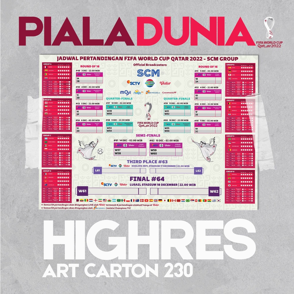 Jual Poster Jadwal Piala Dunia Qatar 2022 - High Quality Printed ...