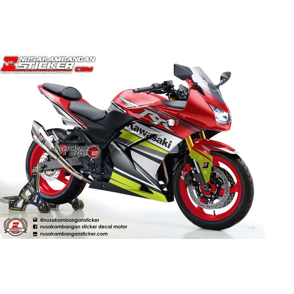 STIKER DECAL SEPEDA MOTOR KAWASAKI NINJA 250 KARBU FULL BODY MERAH KUNING GRAFIS RACING TEAM STICKER