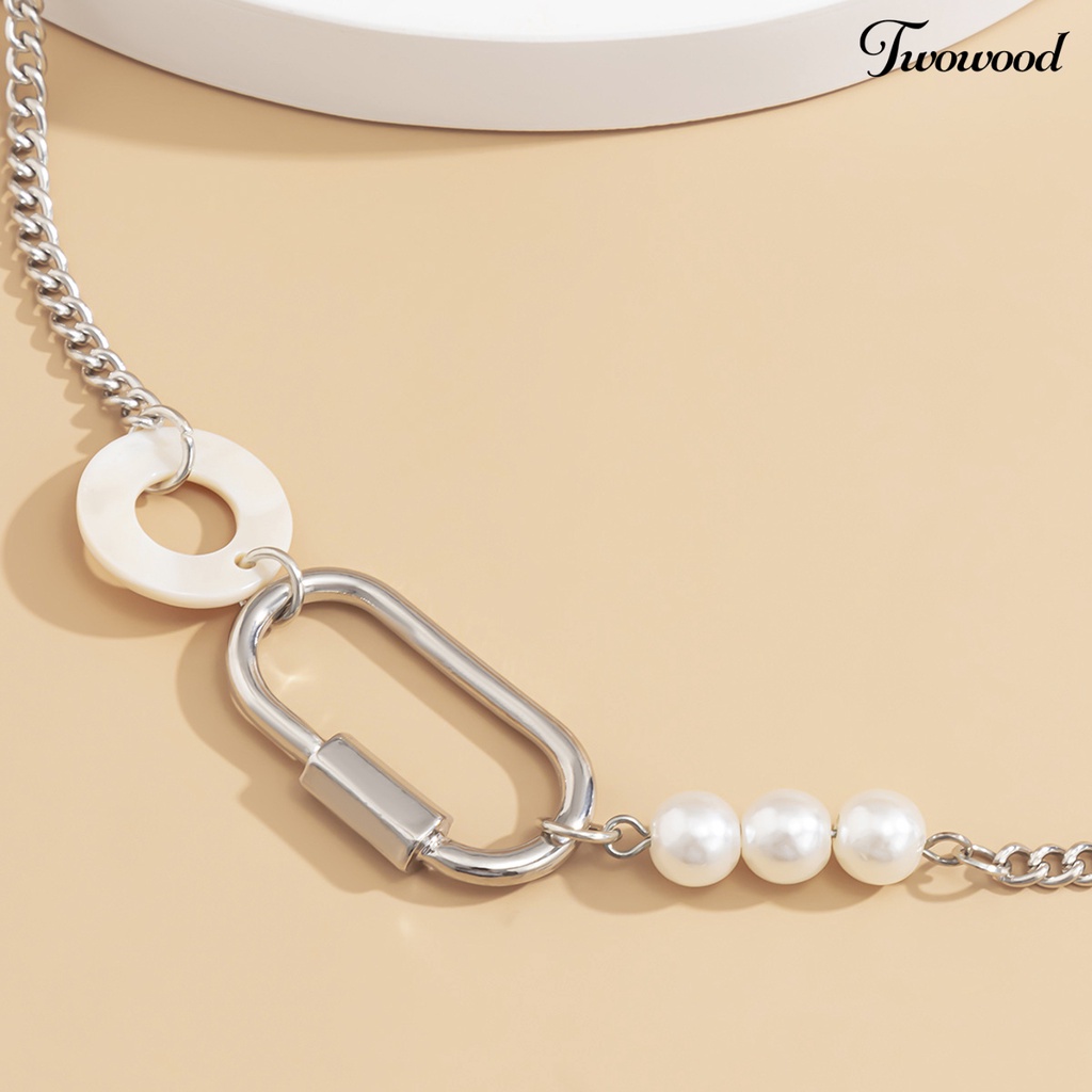 Kalung Choker Rantai Liontin Mutiara Tiruan Gaya Retro Untuk Wanita