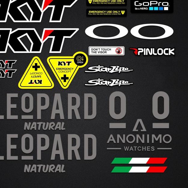 Stiker / Sticker Helm KYT Full Set Leopard - Dalla Porta - Putih
