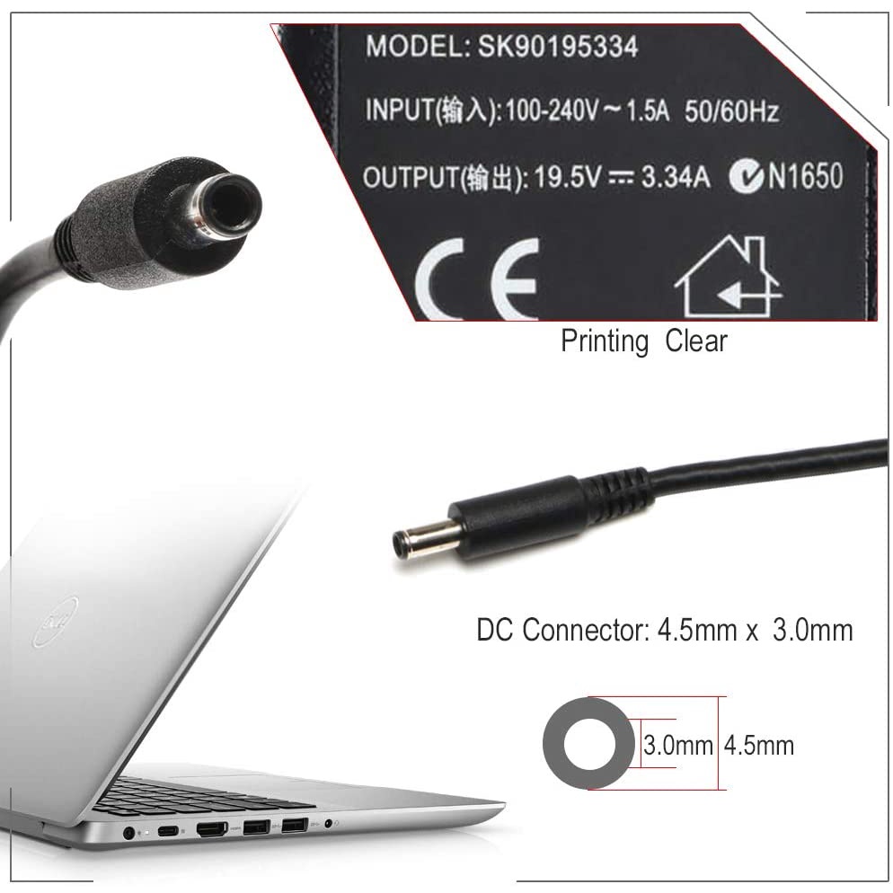 Charger Laptop Dell Vostro 14 3000 3446 S2415H DA65NM111-00 1210 Adaptor Dell 19.5V 3.34A 65W