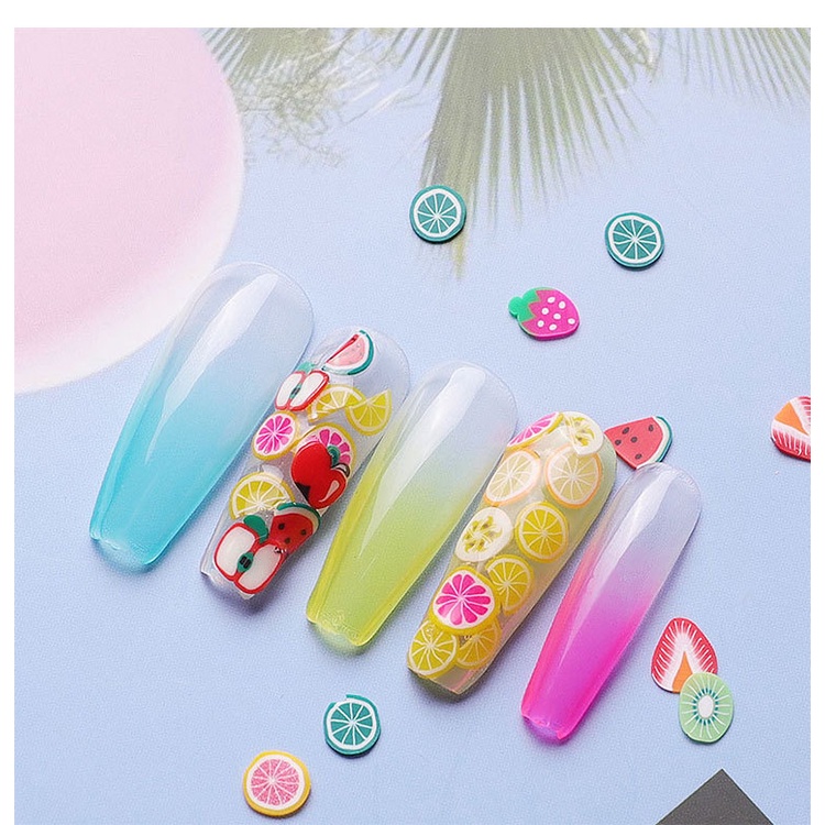 1000Pcs/Set Nail Slices Feather Shape Ultra Fruit  Clay Soft Mixed Nail Art  DIY