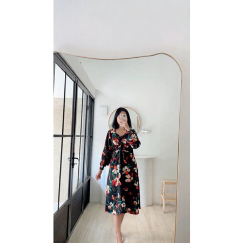 DRESS LAYLA FLOWER PATTERN DRESS - BAHAN WOLFIS