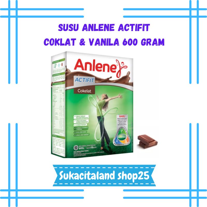 

susu anlene actifit coklat 600 gr /susu kalsium tulang