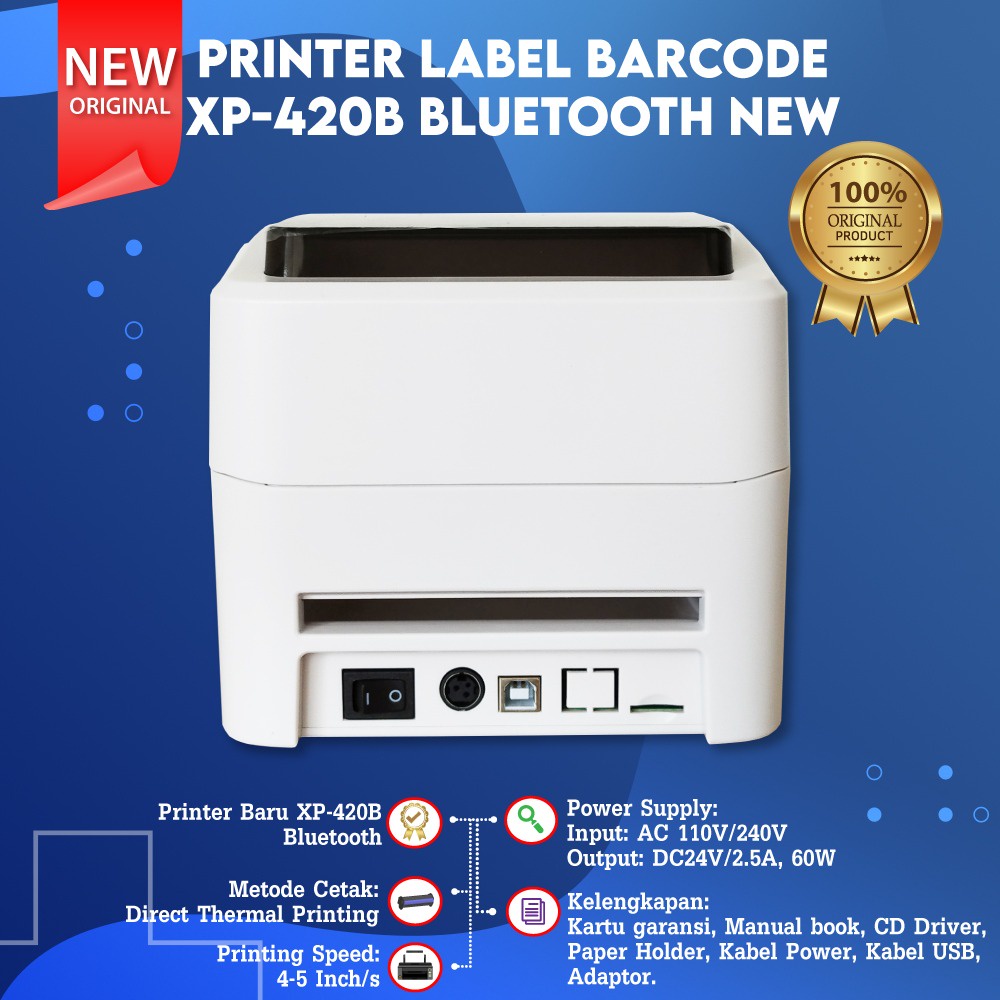 Printer Label Barcode XP-420B Bluetooth New, XPrinter Thermal XP420B Printer Cetak Resi