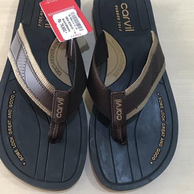 Sendal Jepit Cowok Carvil Original Sandal Japit Pria Carvil EMW - Cokelat, 43