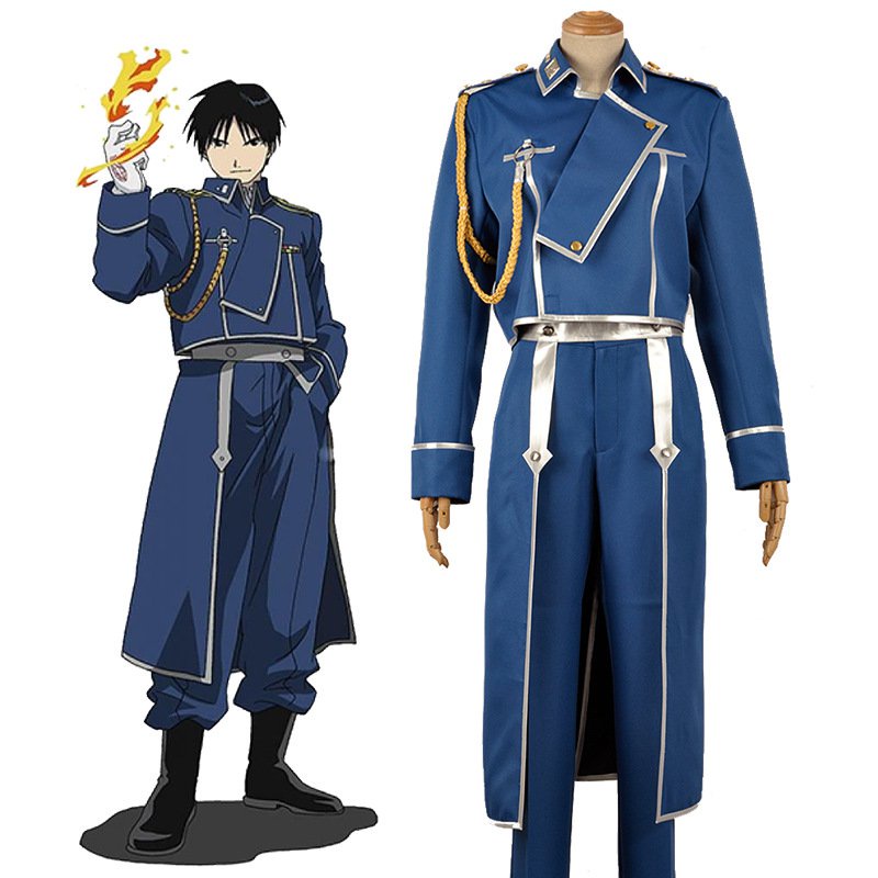 Anime Fullmetal Alchemist Cosplay Roy Mustang Costumes Military Uniform Suit Coat   Pants   Apron FY