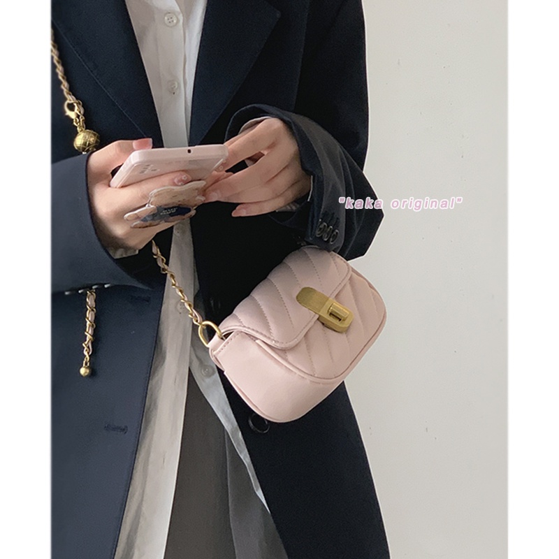 Tas Suhao Wanita 2021 Baru Musim Panas All-Match Fashion Kecil Persegi Tas Belah Ketupat Rantai Tas Berkualitas Tinggi Tekstur Niche Tas Messenger