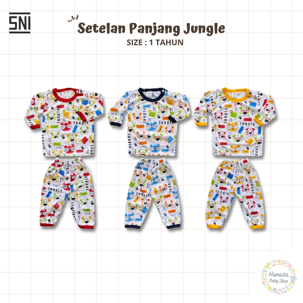 Baju Bayi Setelan Panjang Anak Laki-Laki Perempuan Jungle