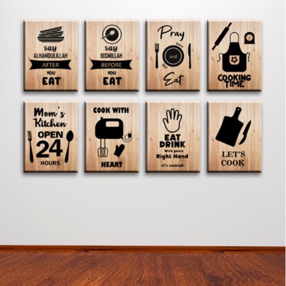 Kamilastorindo Hiasan Dinding Poster Kayu kitchen Dekorasi Rumah dapur wooden  Hiasan Gantungan Tali Rami 1520