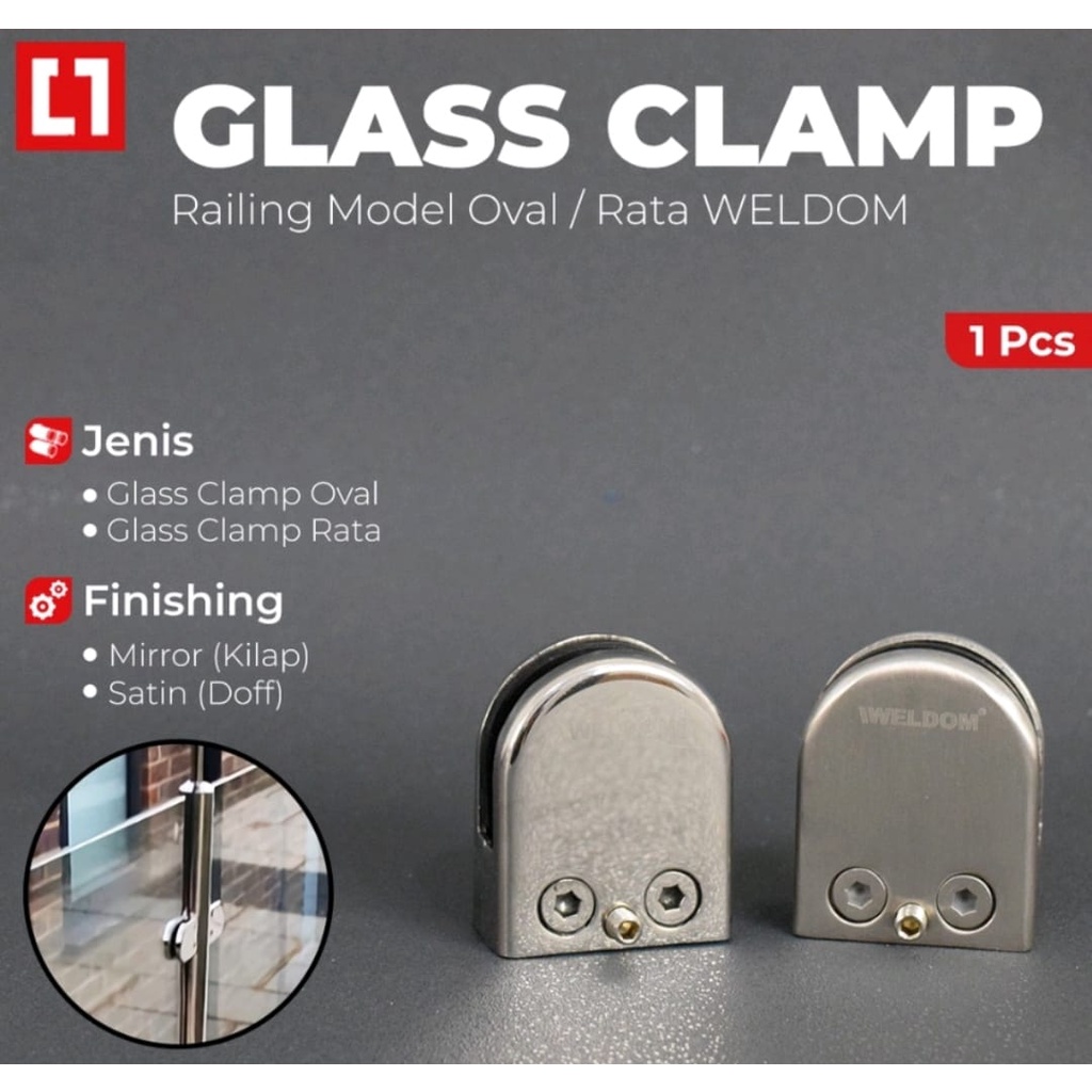 Glass clip penjepit kaca sekat partisi kamar mandi