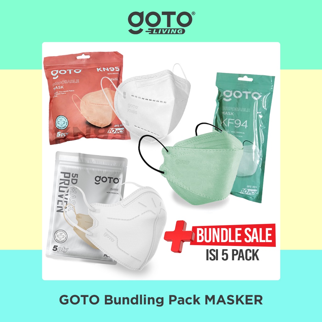 Goto Bundling Masker Earloop Mix Warna Duckbill KN95 KF94 4 ply 5 ply