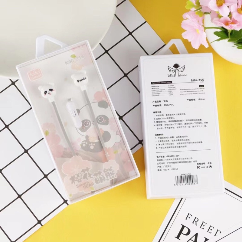 [ KI 356 ] Headset Earphone Lovely earphone PANDA /Earphone Karakter panda CUTE