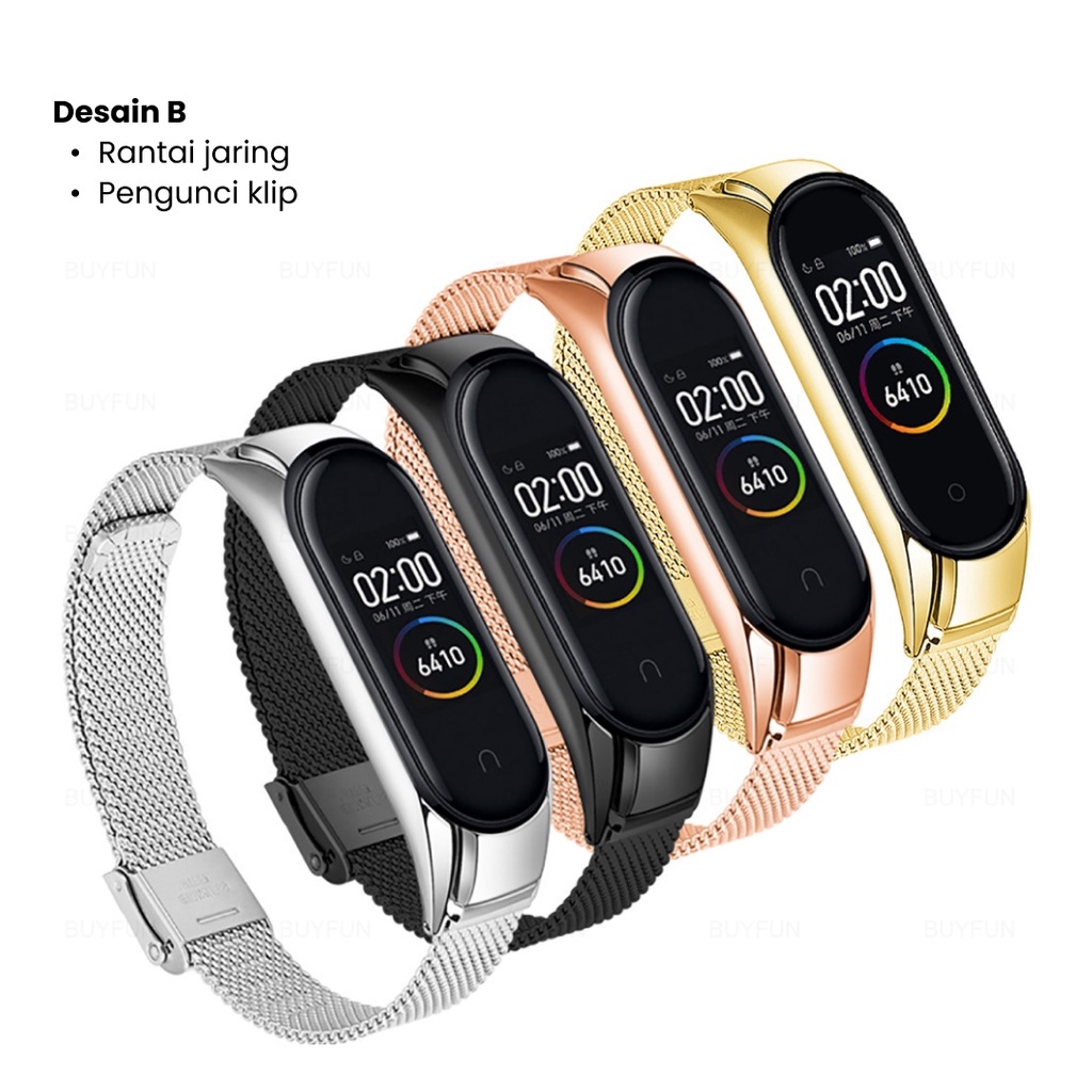 Strap MiBand Metal Stainless Band Xiaomi Band 3 4 5 6 Milanese Loop Strap
