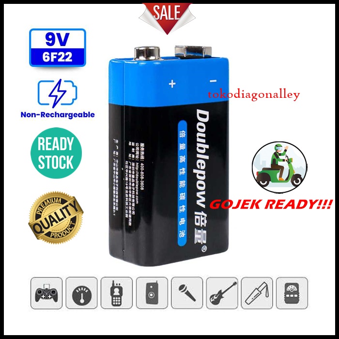 Baterai Kotak 9 Volt Batu Baterei Bukan Isi Ulang Baterai 9V 6F22 Non-Rechargeable 1 PCS