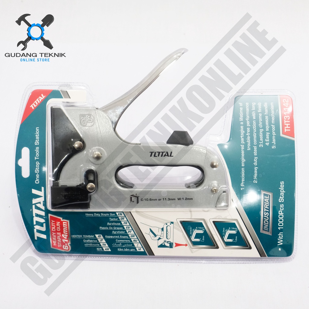 

Staple Gun TOTAL 6-14mm THT31142 Model U / Staples Tembak Stepler Hekter Gun 6-14 mm THT 31142 TOTAL