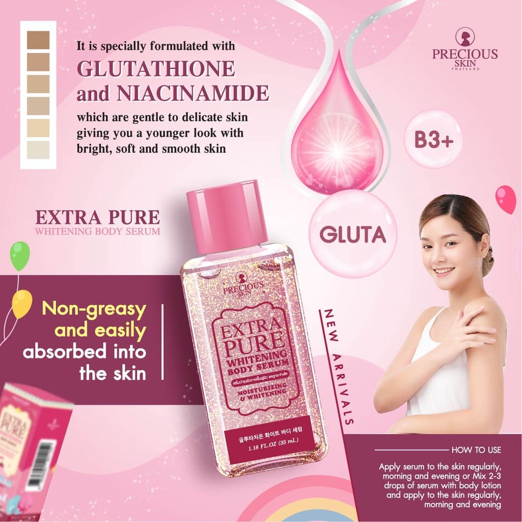 Precious Skin Thailand Extra Pure SPF 30 UV Protection Brightening &amp; Whitening Body Serum / Serum Pemutih / Body Booster 35ml