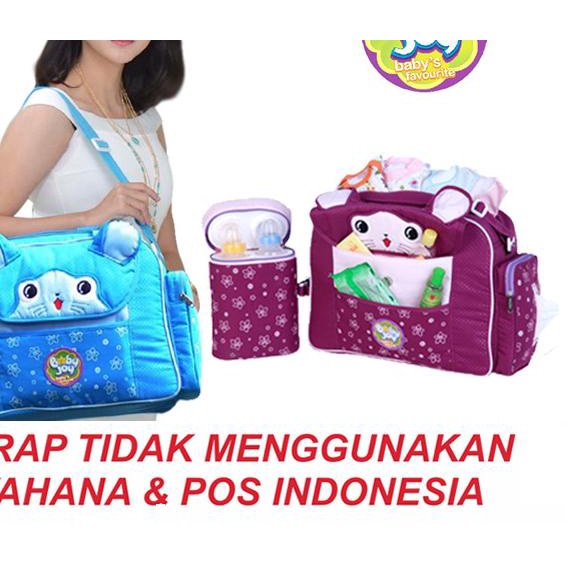 Tas Bayi Besar dg Tempat Tisu Double Botol Susu Baby Joy Melody Series - Ungu