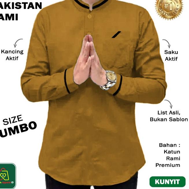 Baju Koko Pria Lengan Panjang QURTA RAJA PAKISTAN RAMI JUMBO - 27751 - Navy, M