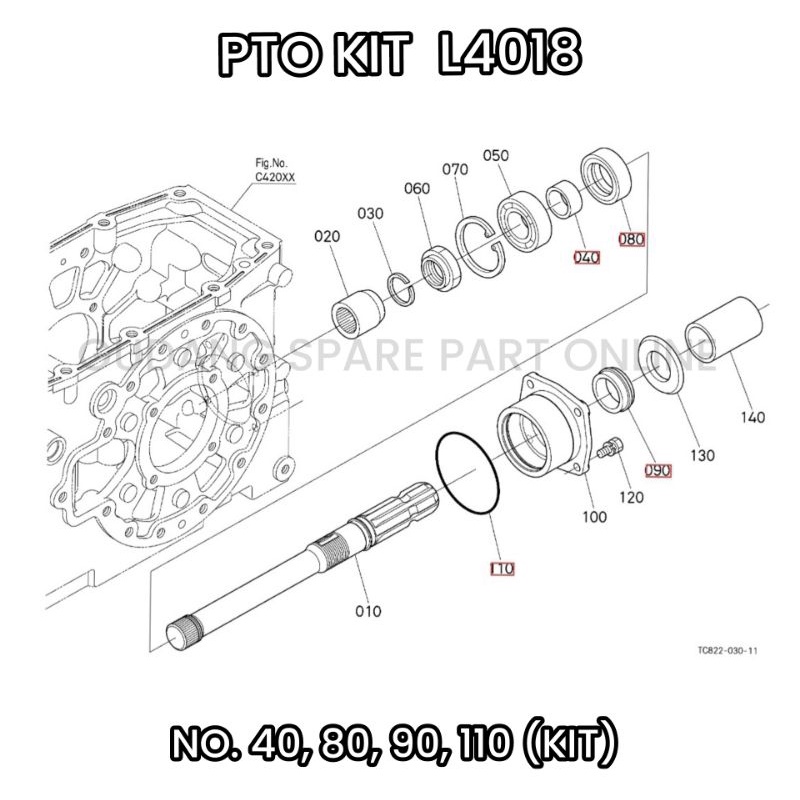 SEAL KIT PTO TRAKTOR KUBOTA  L4018