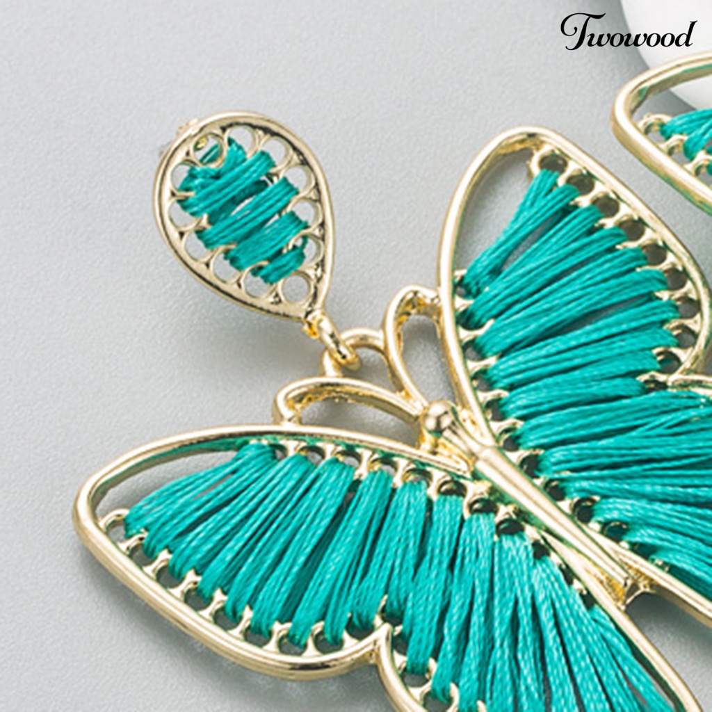 1 Pasang Anting Desain Butterfly Warna-Warni Gaya Boho Untuk Wanita