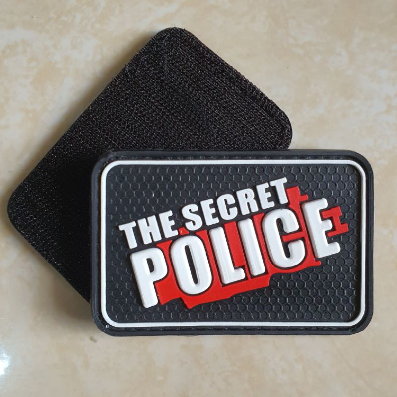 patch rubber logo tulisan the secret police / polri / polisi / tempelan emblem karet velcro