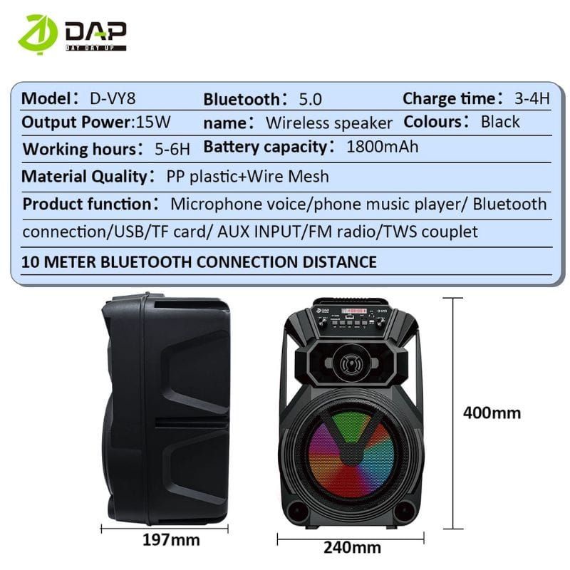 DAP SPEAKER BLUETOOTH D-VY8 KARAOKE FREE MIC 8 INCHI/SALON AKTIF