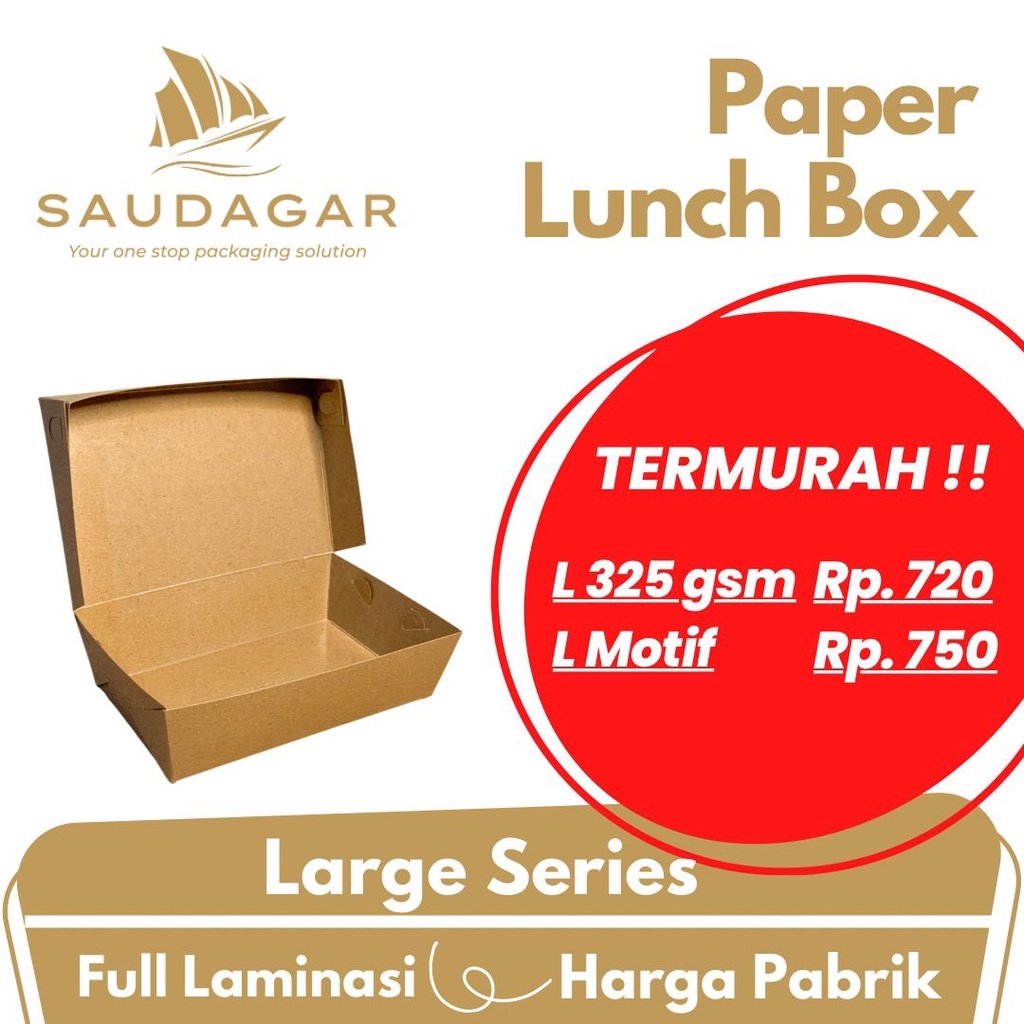 Lunch box paper kraft 325 gsm / kotak makan kertas Large