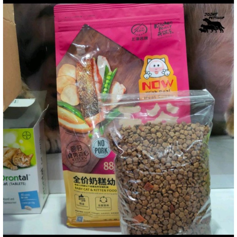 Makanan Kucing Kitchen Flavour Grainfree Baby Kitten &amp; Kitten Kemasan 500G Repack / KF Grainfree Baby Kitten Repack 500G