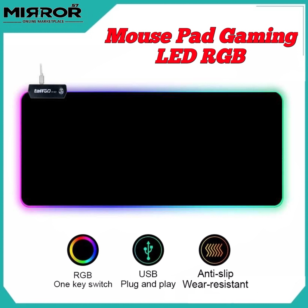 Mouse Pad Gaming LED RGB Matras Meja Ukuran Besar Anti Slip