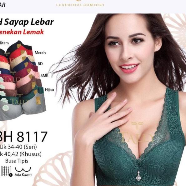 Bra penekan lemak tally 8117 tali lebar | Bra big size | BH jumbo - Biru Muda, 36