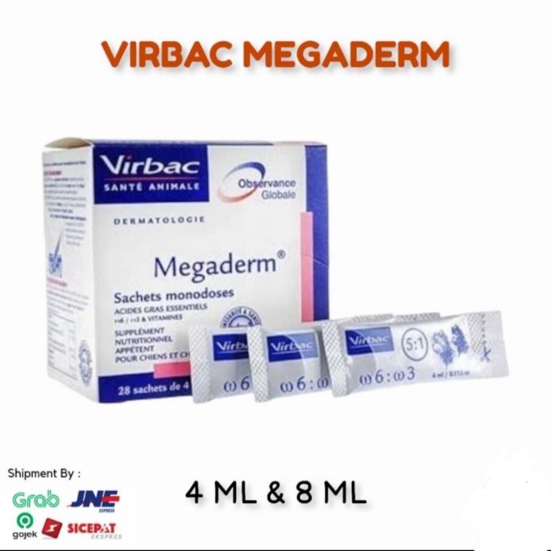 Virbac Megaderm Vitamin Untuk Kucing &amp; Anjing Sachet 4ml vitamin bulu kucing anjing