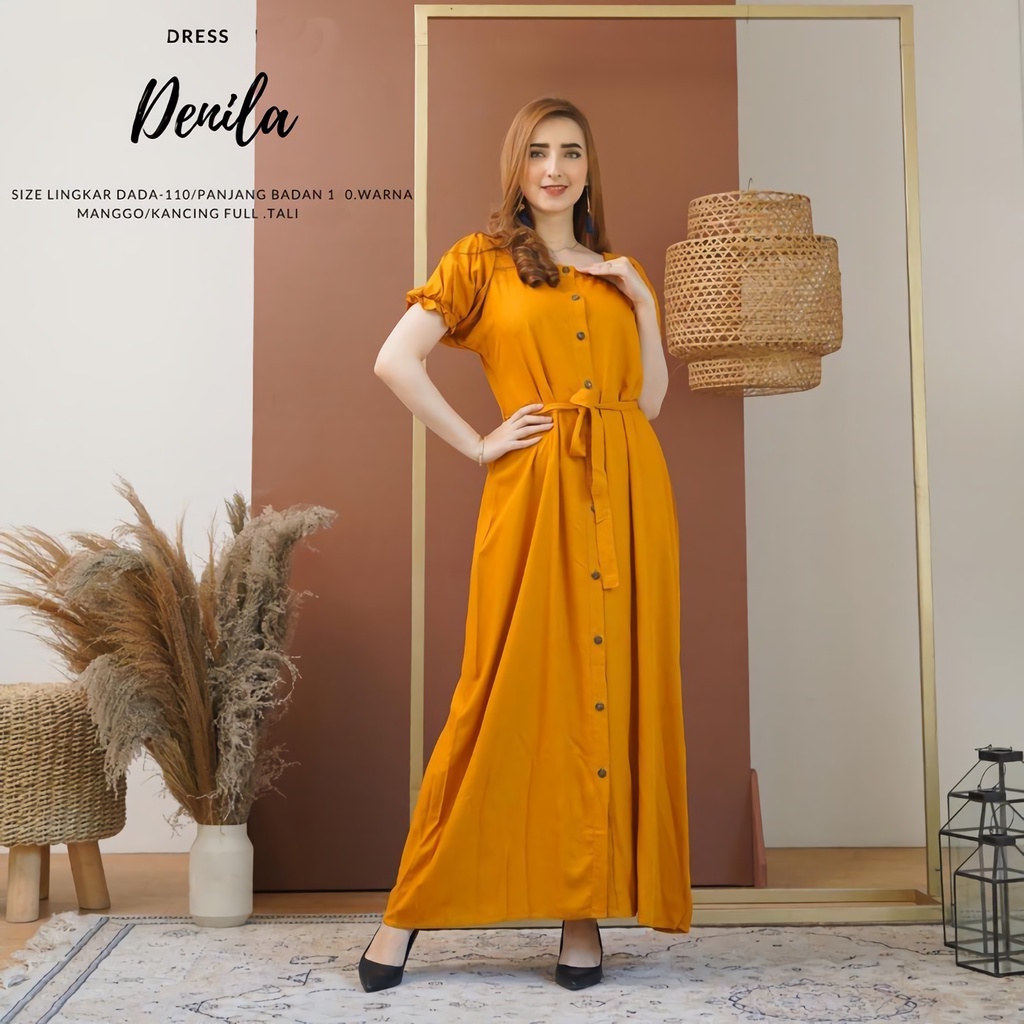 Denila Dress Panjang Bahan Rayon Polos Daster Kekinian Terbaru