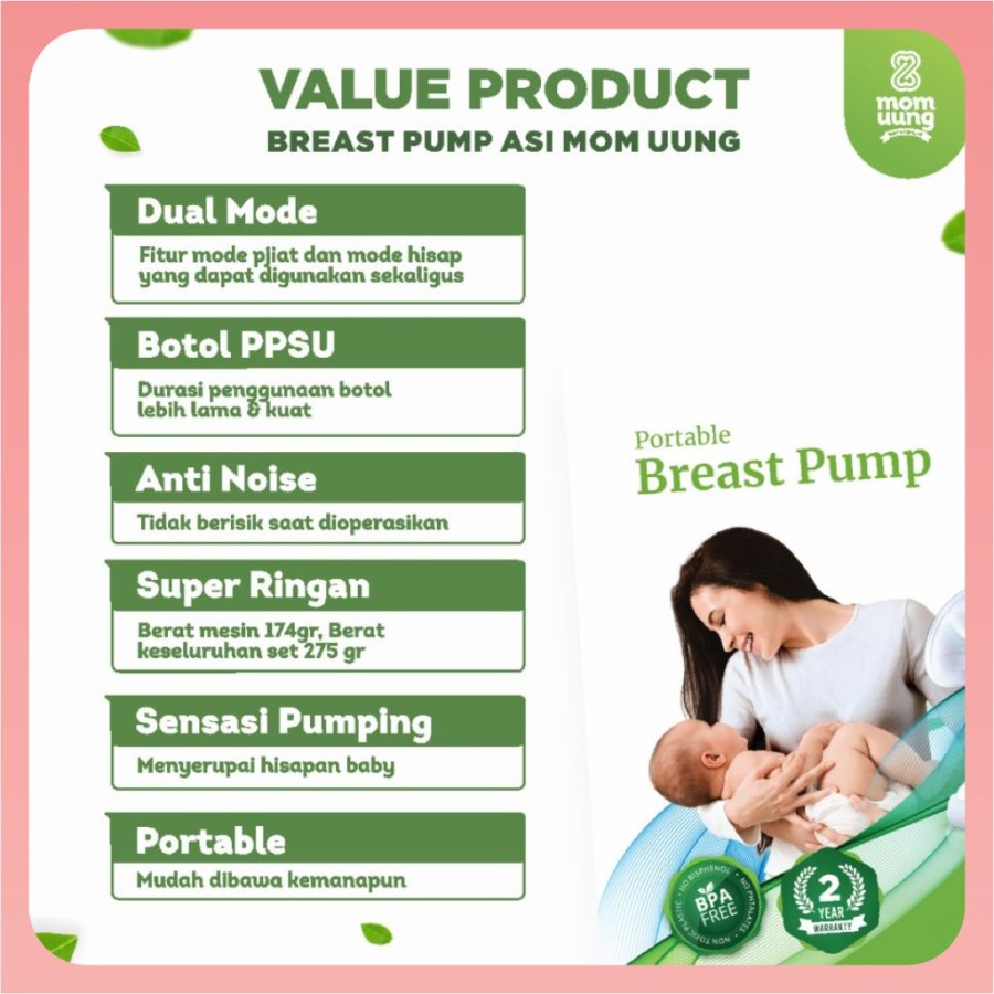 Mom Uung | Breastpump Elektrik | Pompa ASI Portable Dual Mode