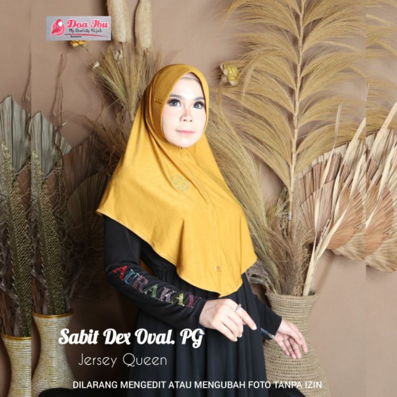 Jilbab doa ibu bergo ped sabit oval pressgold jersey queen