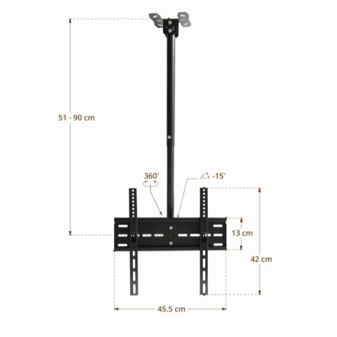 Bracket TV gantung plafon 55 52 43 42 32 in Breket Ceiling LCD Plasma LED Bisa atur Panjang