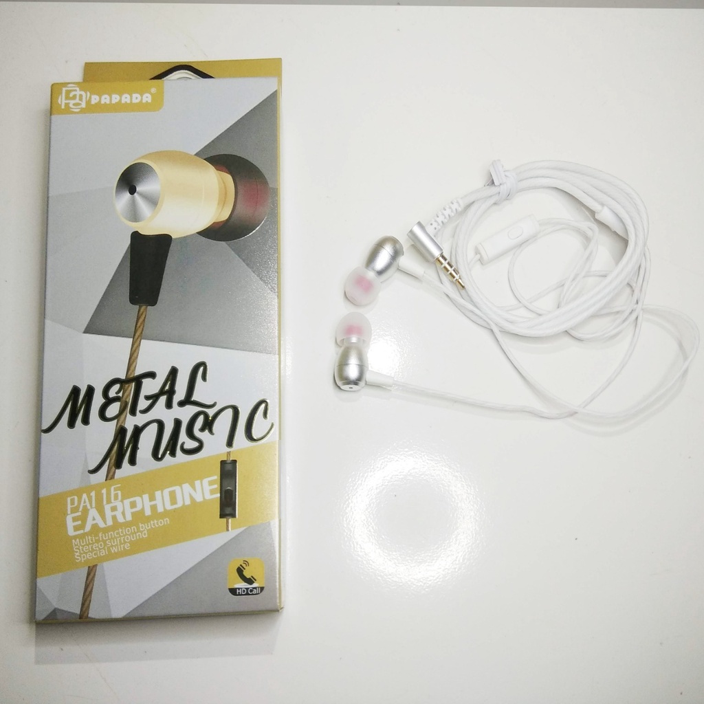 [ PA-116 ] Metal Classic Earphone Headset Papada Handsfree Papada Henset Bass Metal Classic PA-116