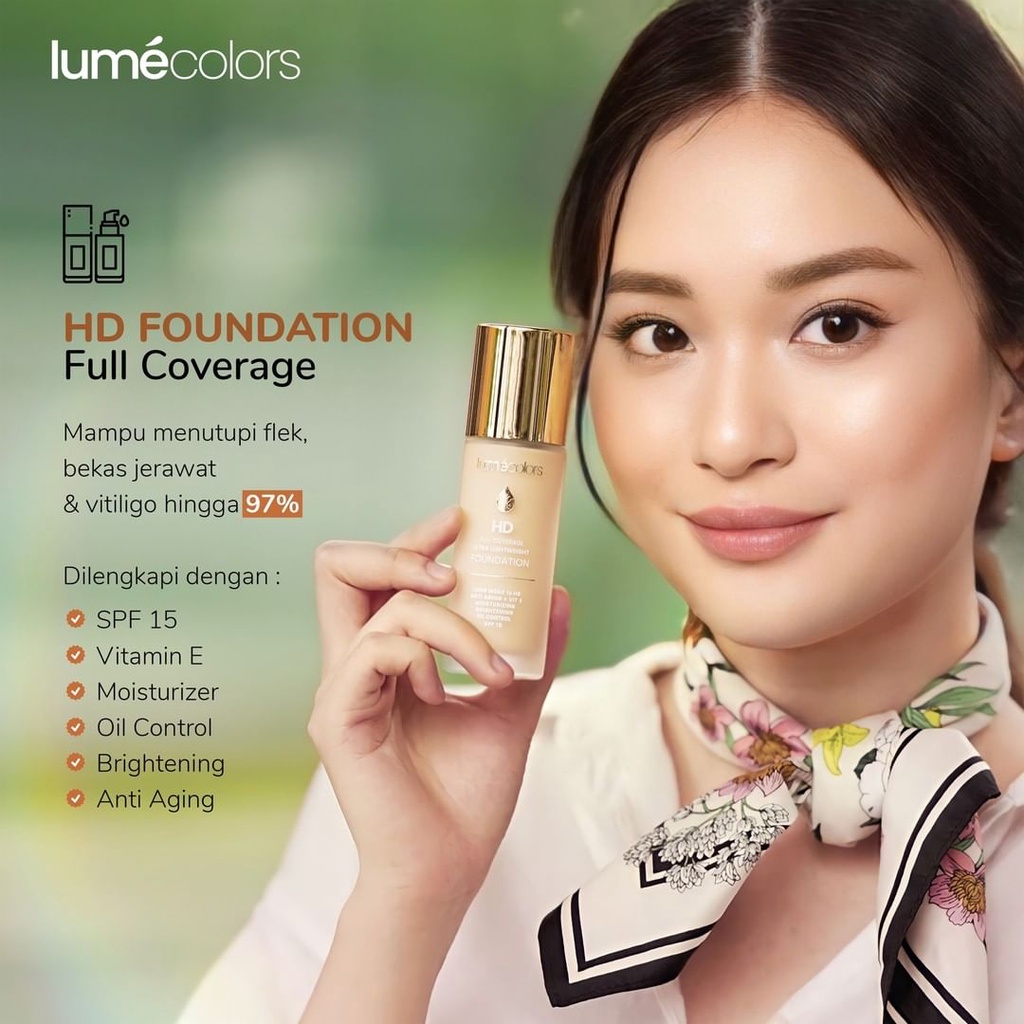 Lumecolors HD Full Coverage Ultra Lightweight Foundation - 10ml &amp; 30ml | Tahan Hingga 16 Jam