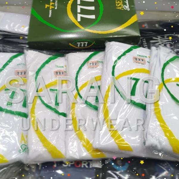 kaos oblong pria 777 polos O 777 size 50-52-54/kaos oblong jumbo - Putih, 50