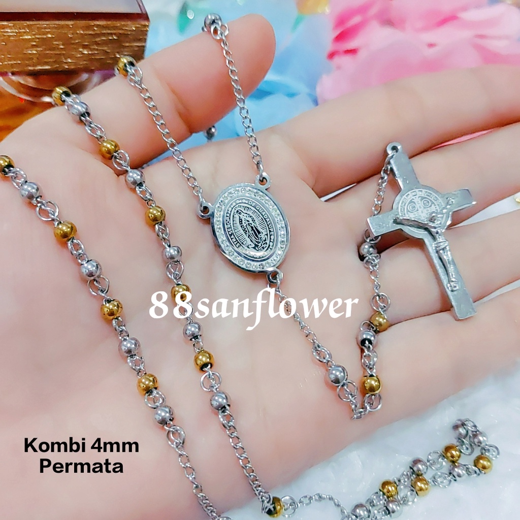 Kalung Rosario GOLD SILVER  Kombinasi Bahan Titanium
