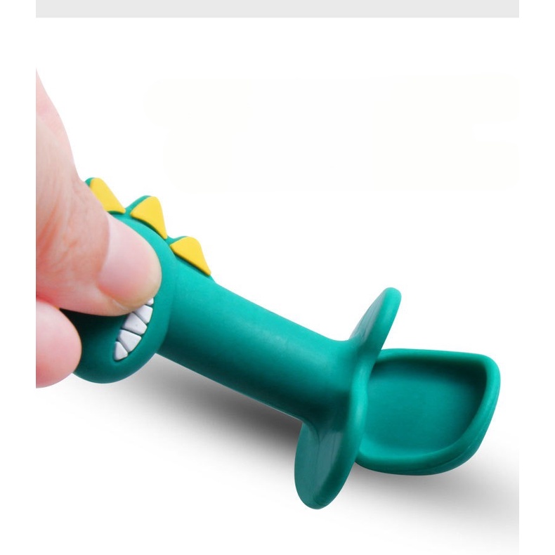 MD - Keola Silicone Feeding Set Sendok Garpu Training Dino Teether Baby MPASI