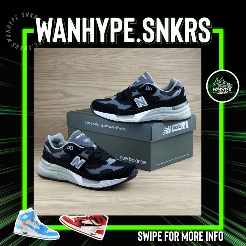 Sepatu NB New Balance 992 Black White Size 39 - 44