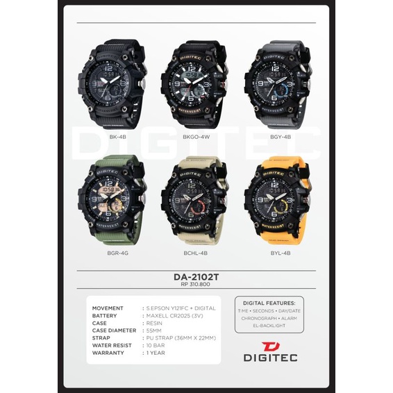 JAM TANGAN 2102 DIGITEC ORIGINAL TERLARIS PRIA ANTI AIR