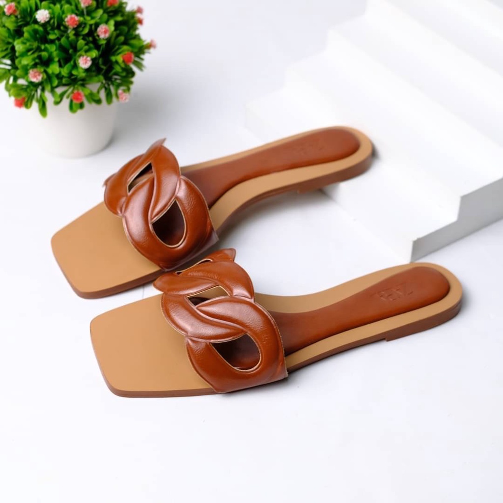 [7.7 Boombastis Sale⚡] - SANDAL WANITA KEKINIAN FLAT ZS487 SENDAL BRANDED PREMIUM IMPORT