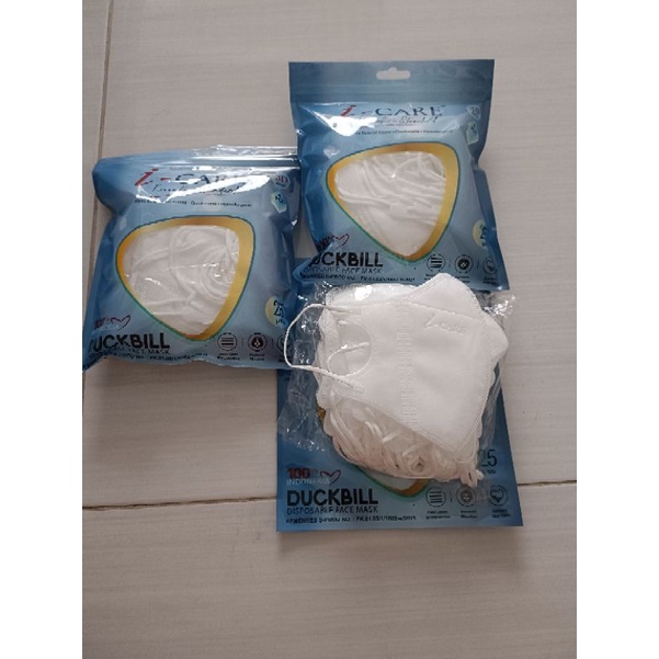 masker Duckbill icare 4ply PREMIUM  EMBOSS isi 50PC ( FREE BOX 50 PC/ sachet)