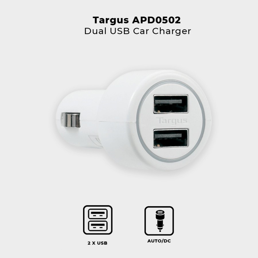 Car Charger Targus APD0502AP Dual USB 2A For Tablets &amp; Mobile