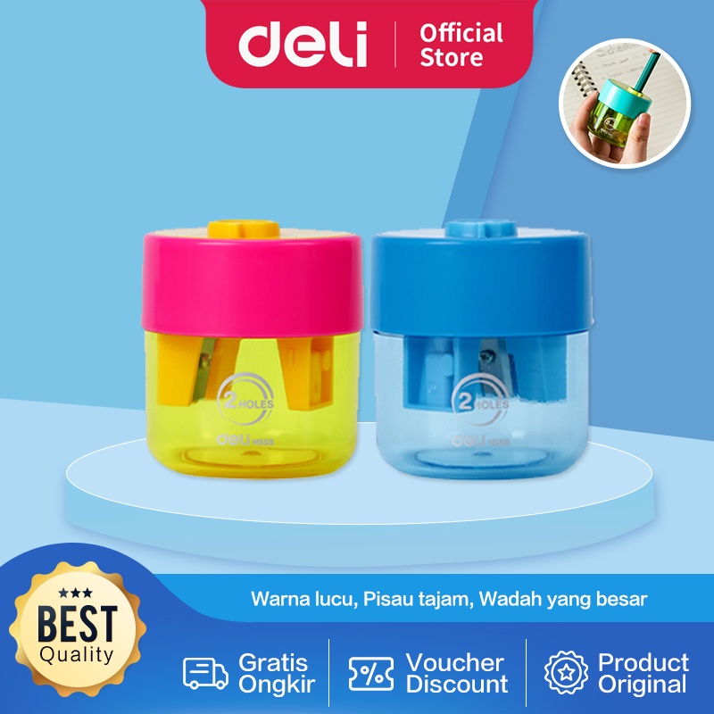 Deli Pencil Sharpener / Rautan Pensil Warna Lucu Wadah Besar EH55X