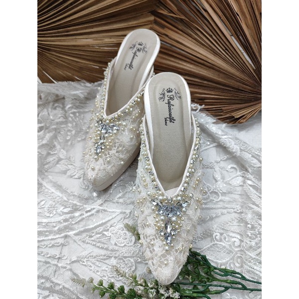 sepatu wedding alena broken white 9cm tahu