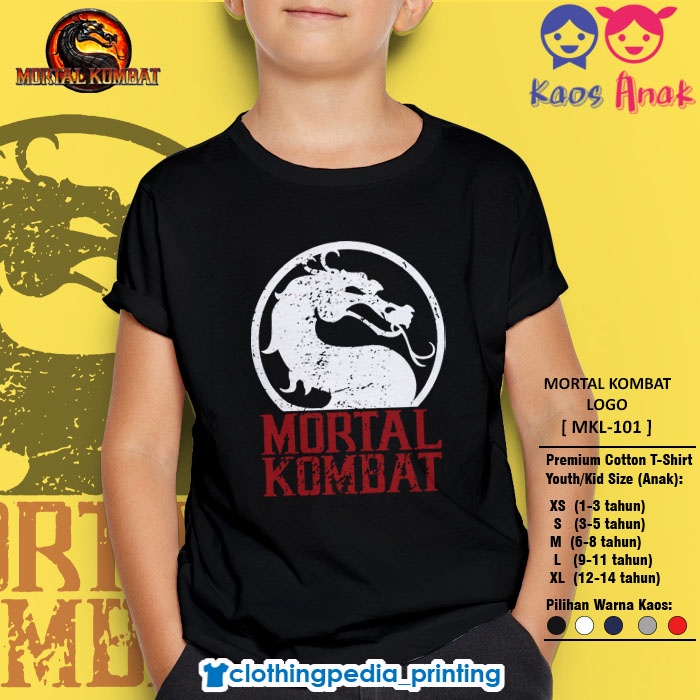 Kaos Anak Mortal Kombat Logo Dragon Symbol Naga Vintage Kid T-Shirt